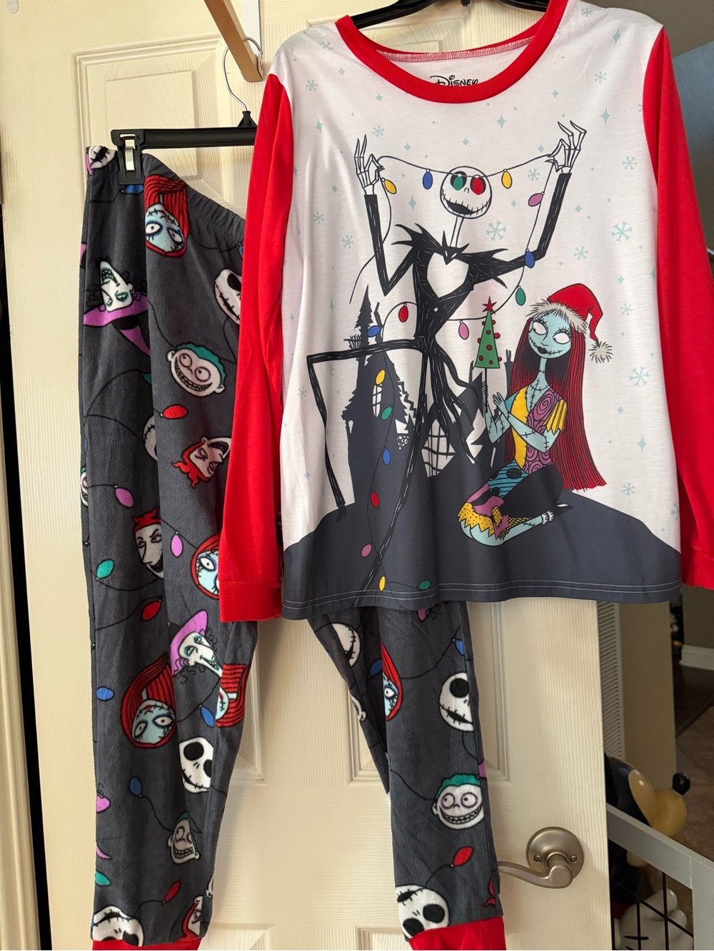 Disney The Nightmare Before Christmas Kids Red, White & Gray Pajama Set